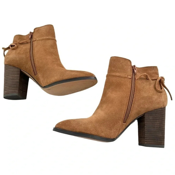 New Gibson Latimer womens ankle booties size 9.5 tan suede bow western boots - Picture 5 of 12